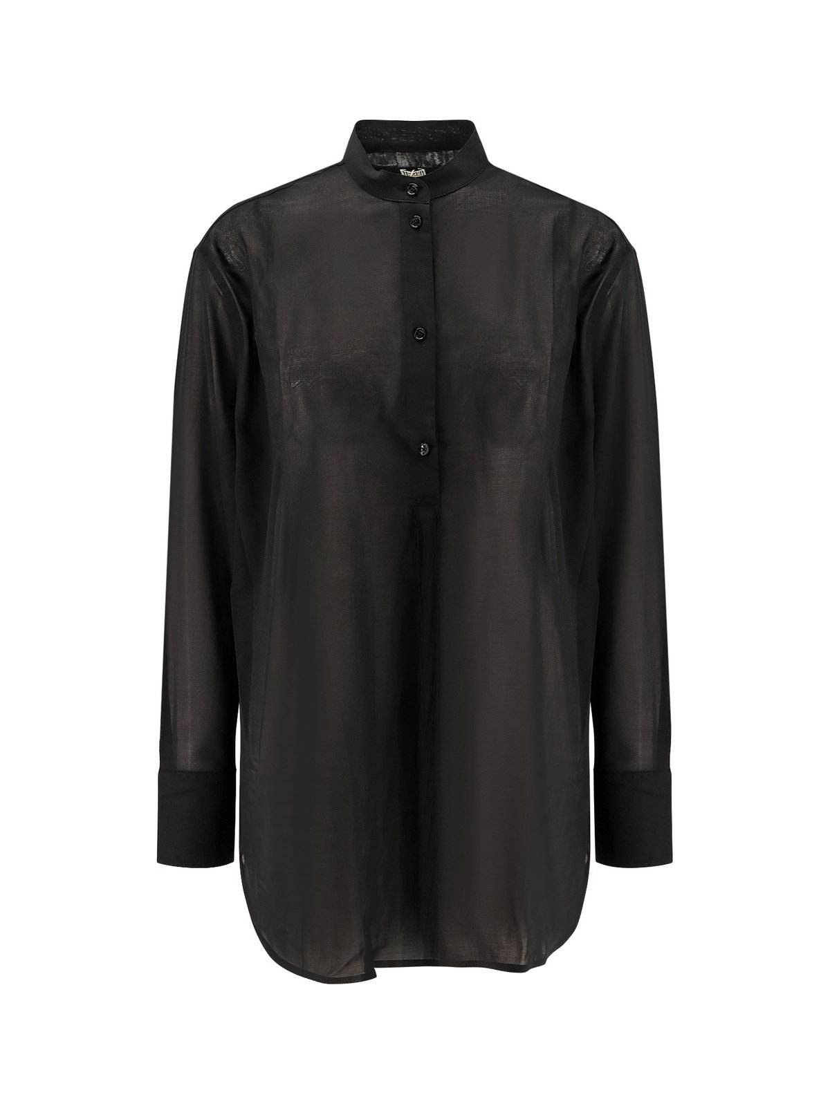 Long-Sleeved Blouse with Mandarin Collar