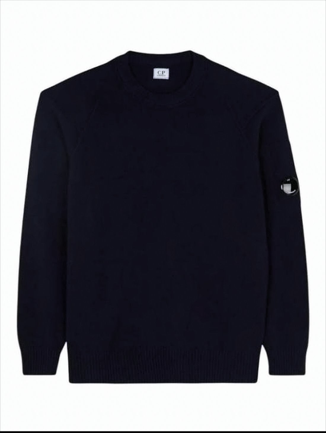 Deep Navy Wool Blend Crewneck Sweater