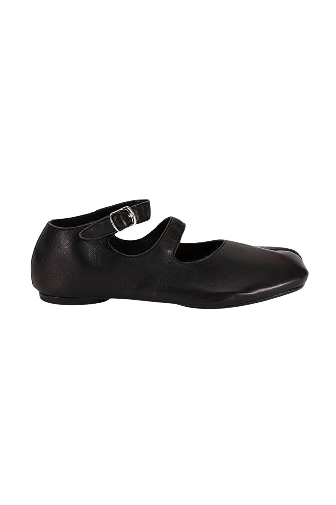 Split-Toe Black Lambskin Leather Flats