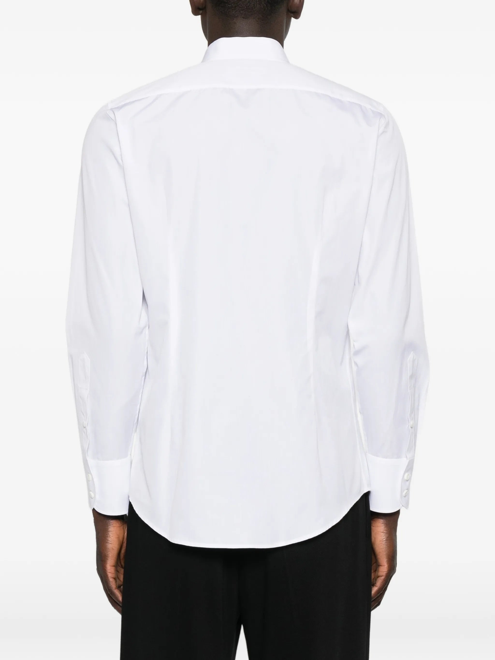 White Long-Sleeve Silver Safety Pin Shirt