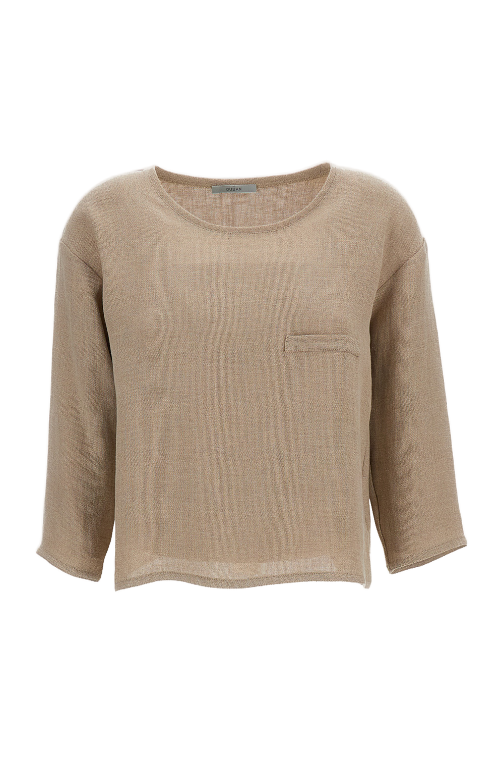 Long-Sleeve Cropped Linen T-Shirt