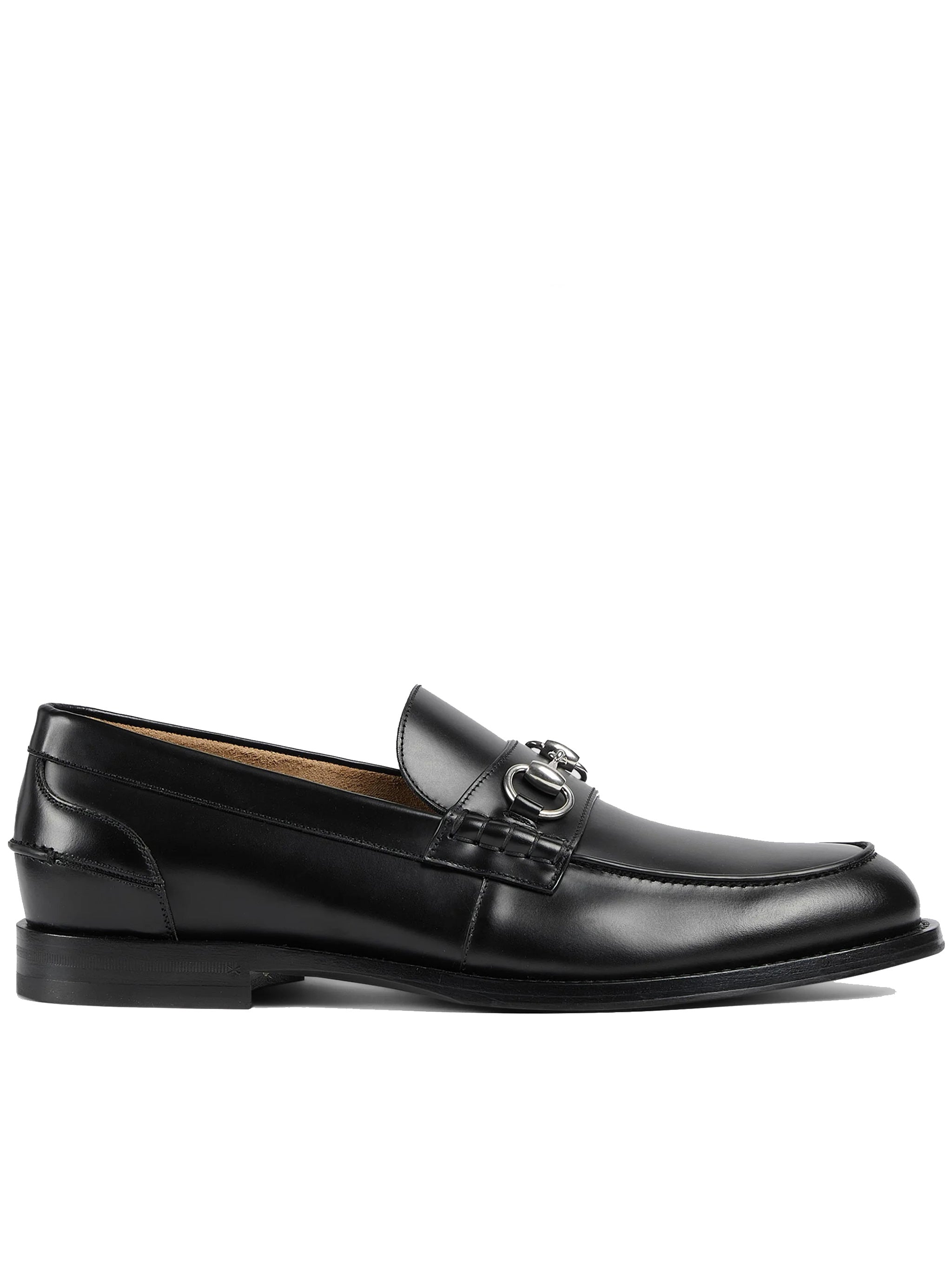 Black Terenze Silver Horsebit Leather Loafers