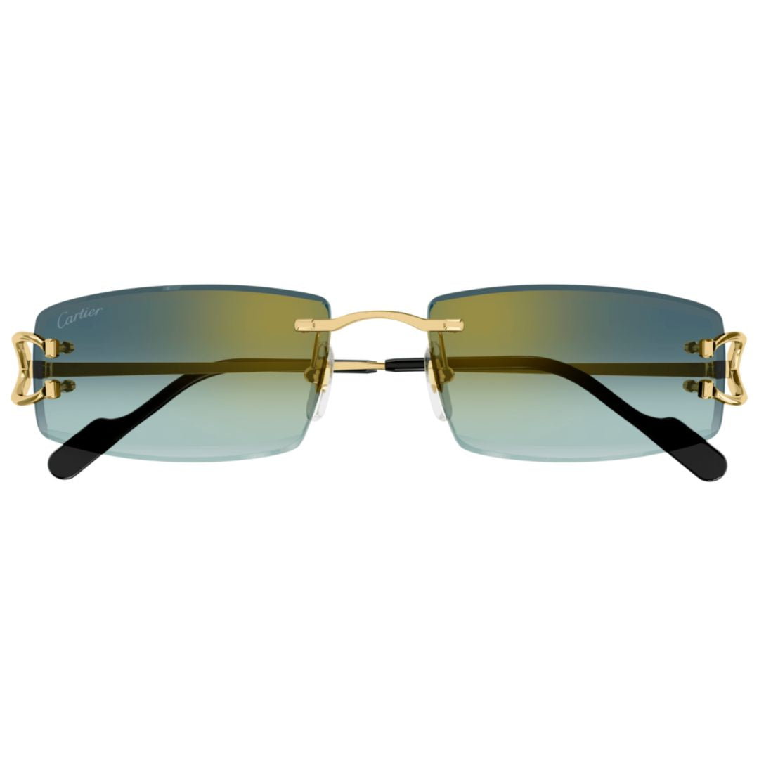 Ct0465s Rimless Rectangular Sunglasses with Gradient Blue Tint