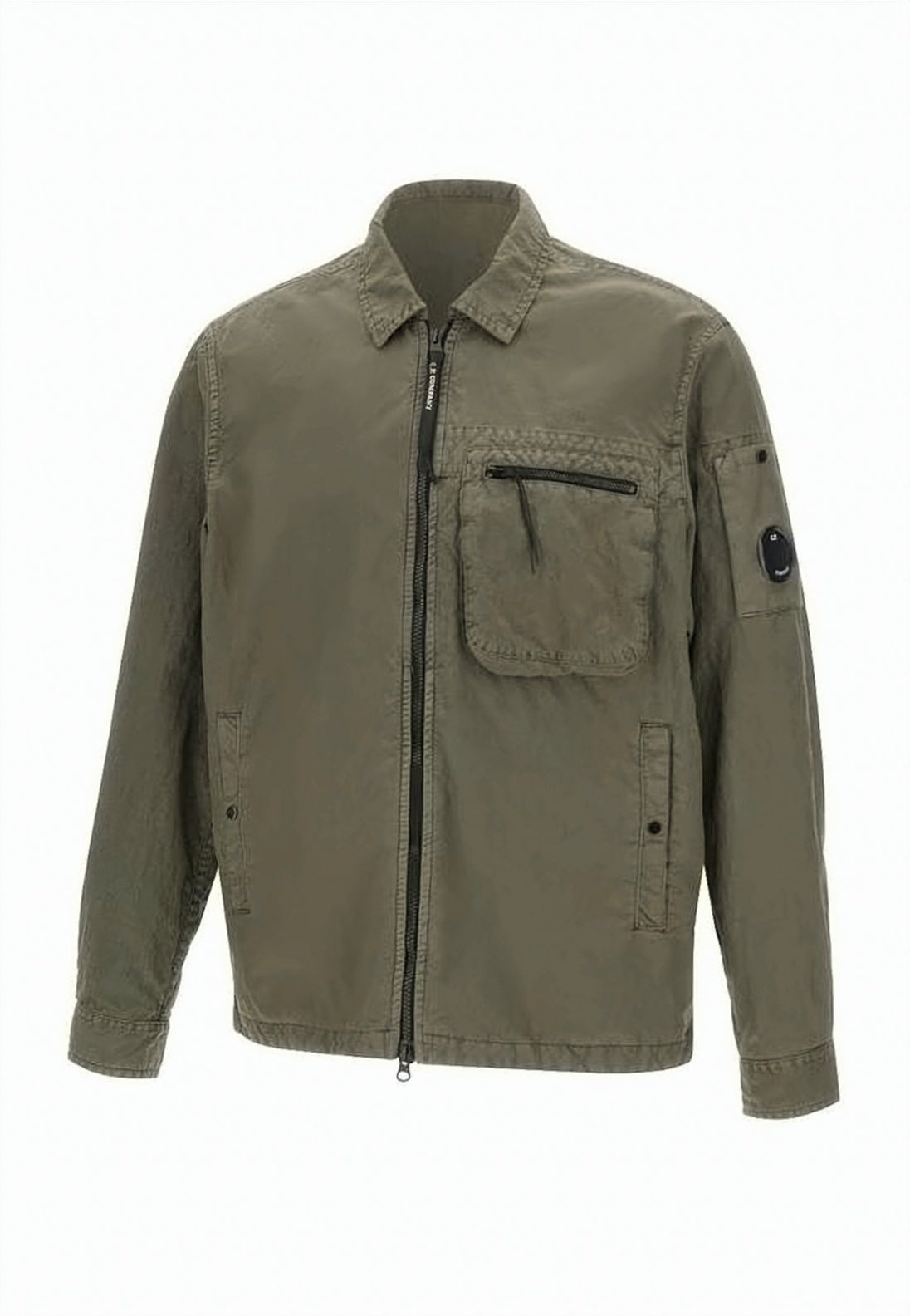 Utilitarian Green Jacket With Classic Collar