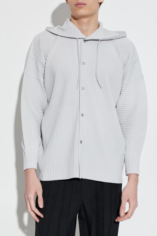 Hooded Top with Unique Pleated Texture