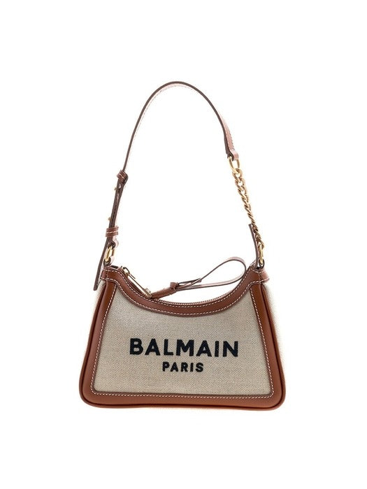 Structured Beige Canvas Shoulder Bag
