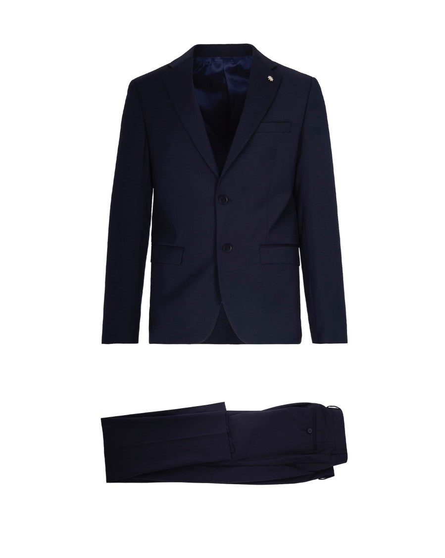 Single-Breasted Stretch Viscose Suit With Scalloped Hem