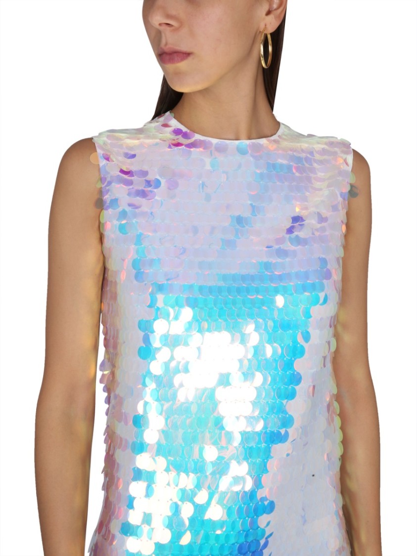 Sleeveless Mini Dress With Iridescent Sequins