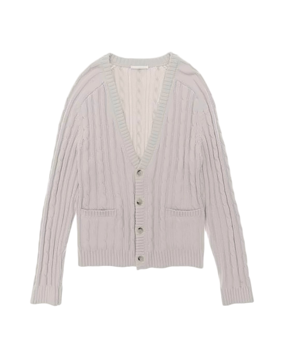 Cropped Cable Knit Cardigan with Button-Down Front