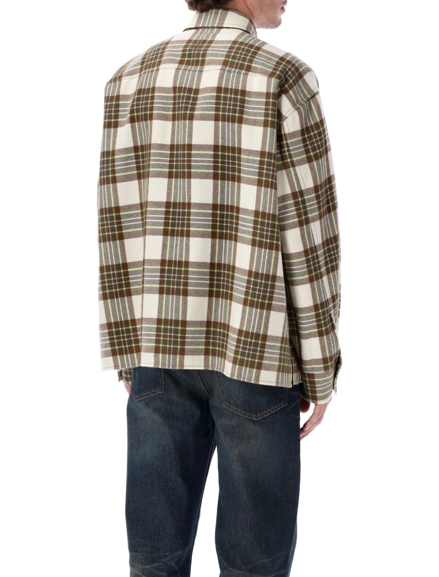 Checked Green Shirt With Structured Collar