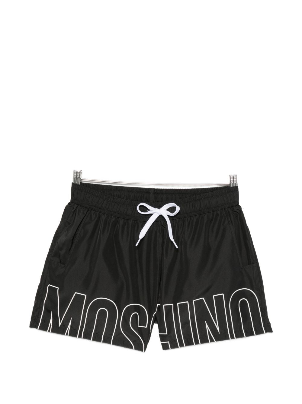 Black Logo Print Drawstring Swim Shorts