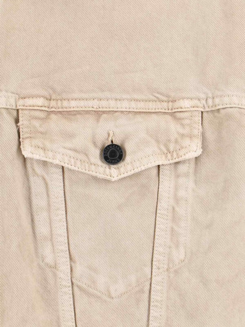 Beige Denim Jacket With Contrast Logo Embroidery