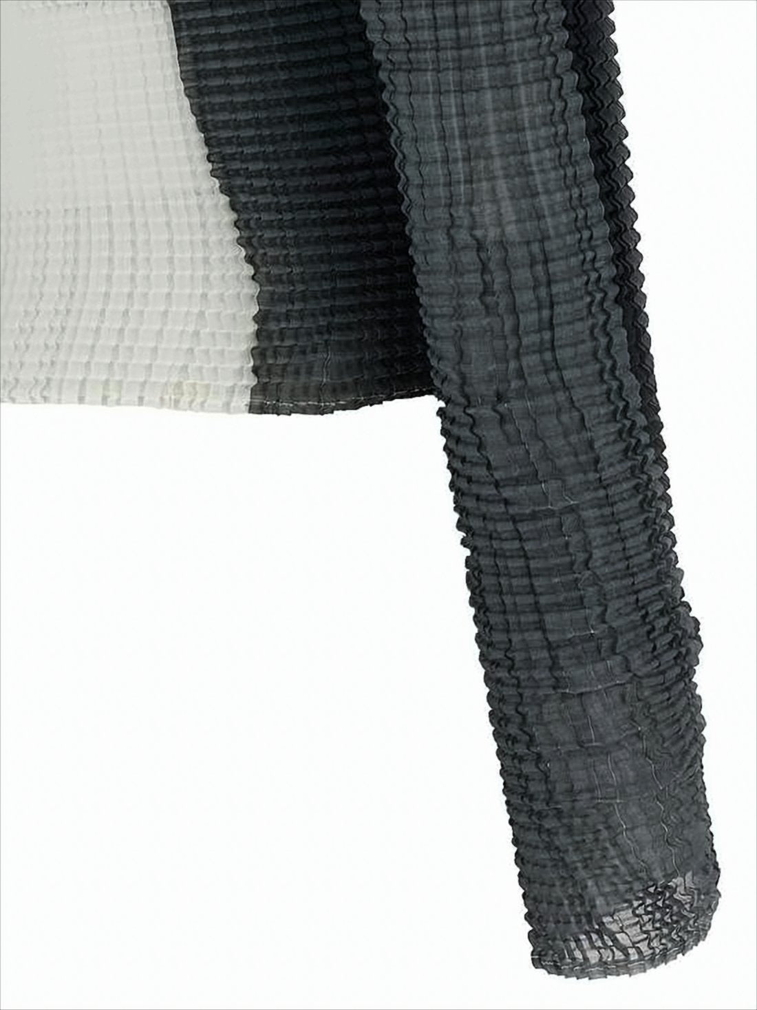 Fitted Long-Sleeve Top with Color-Block Design