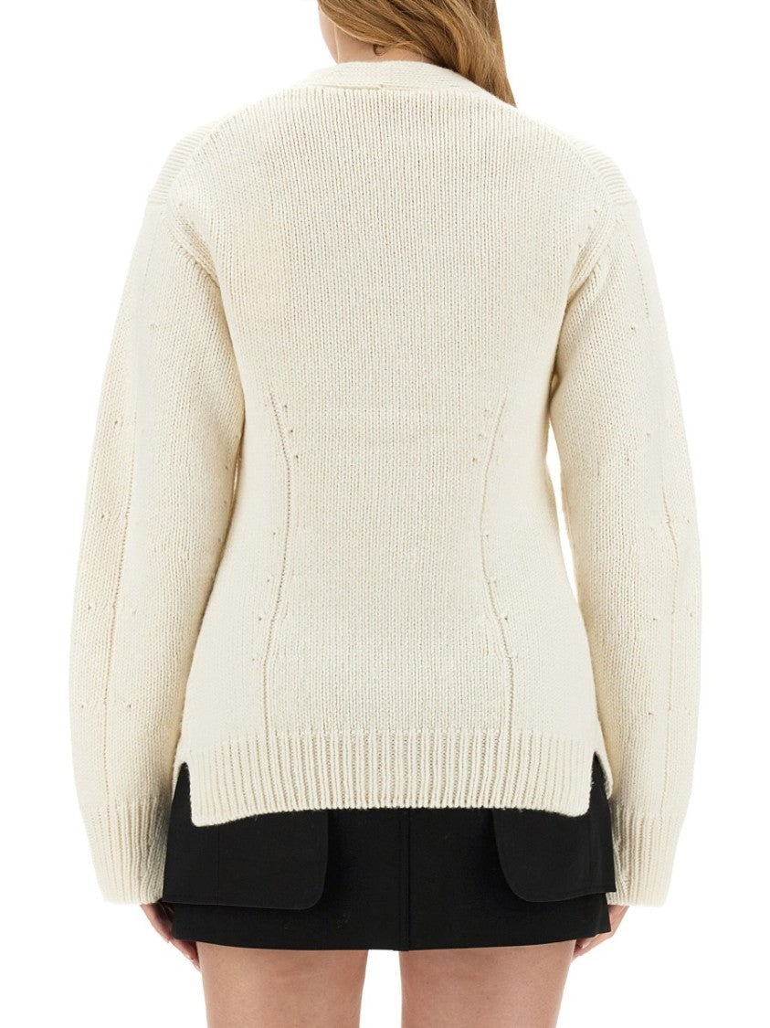 Tailored Cardigan With Deep V-Neckline