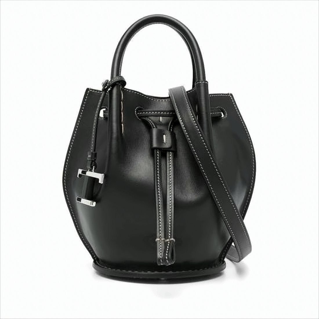 Structured Black Calf Leather Tote Bag