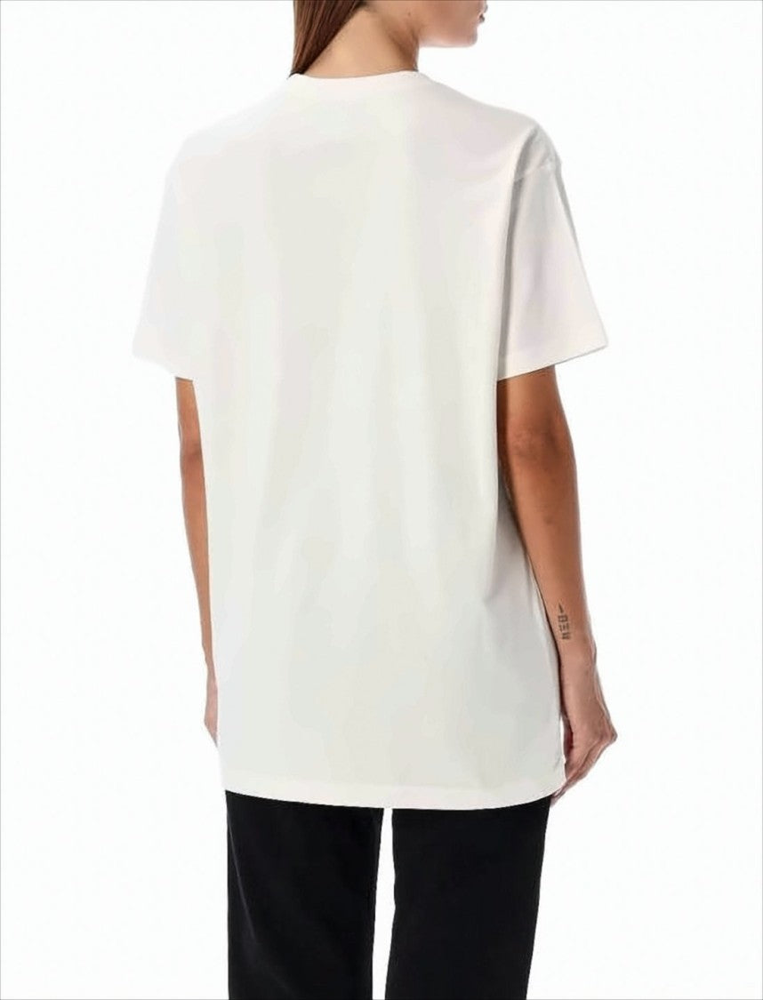Short-Sleeved White T-Shirt with Embroidered Detail