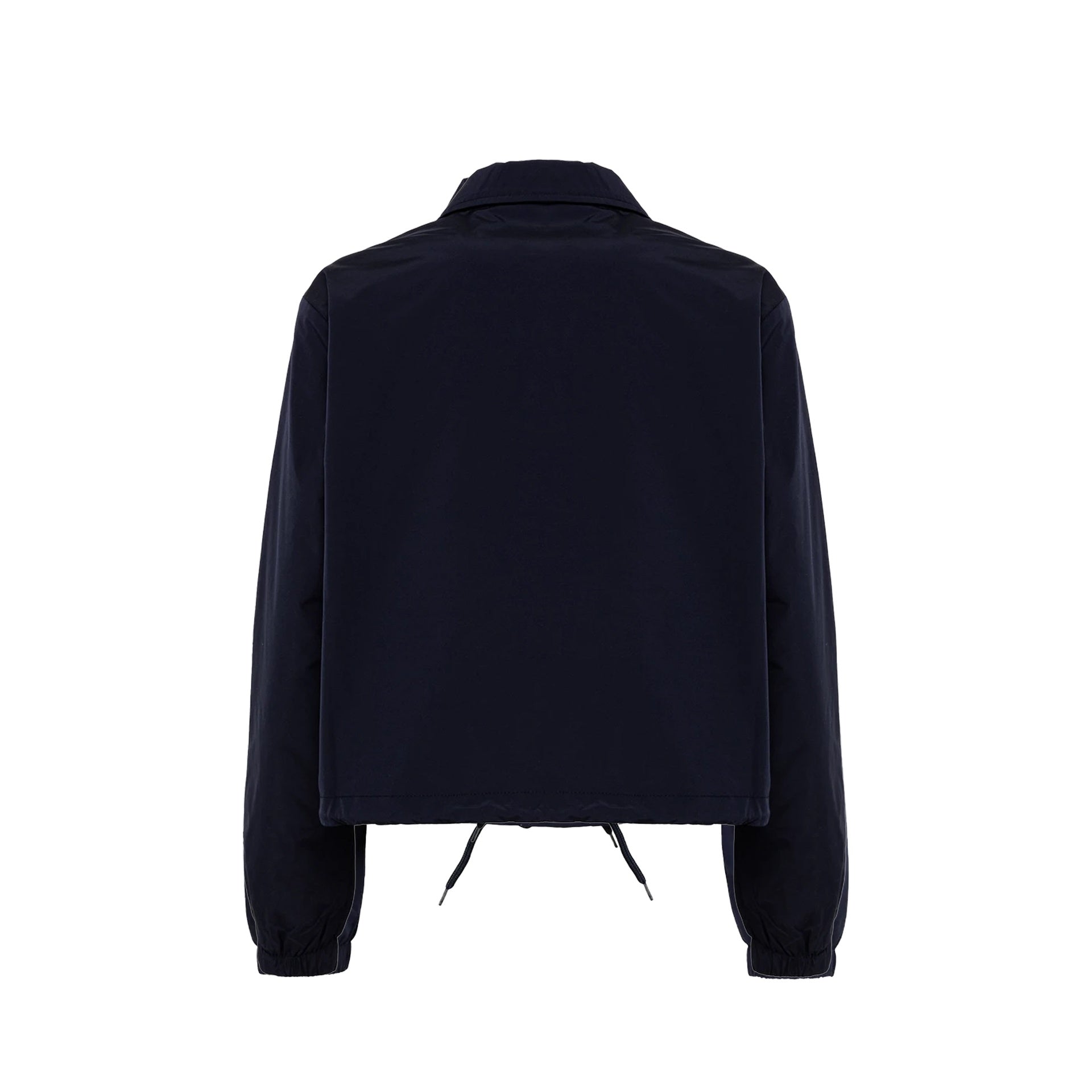 Cropped Windbreaker Jacket With Contrast Logo And Drawstring Hem
