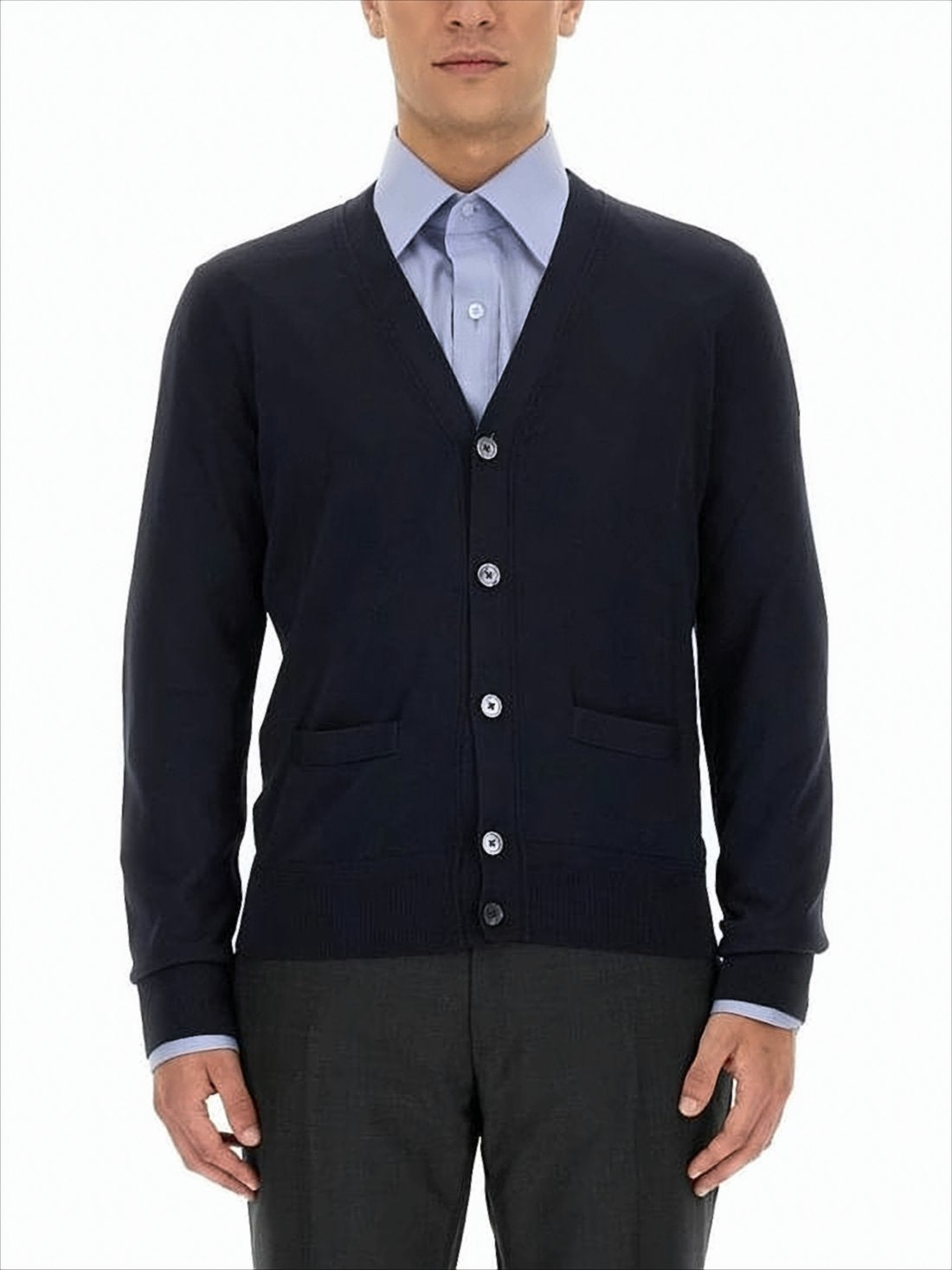 Classic Deep V-Neck Cardigan with Button-Down Front