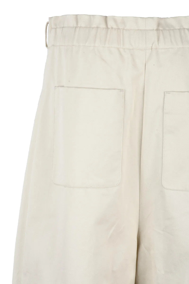 High Waist Wide Leg Chino Trousers - Beige