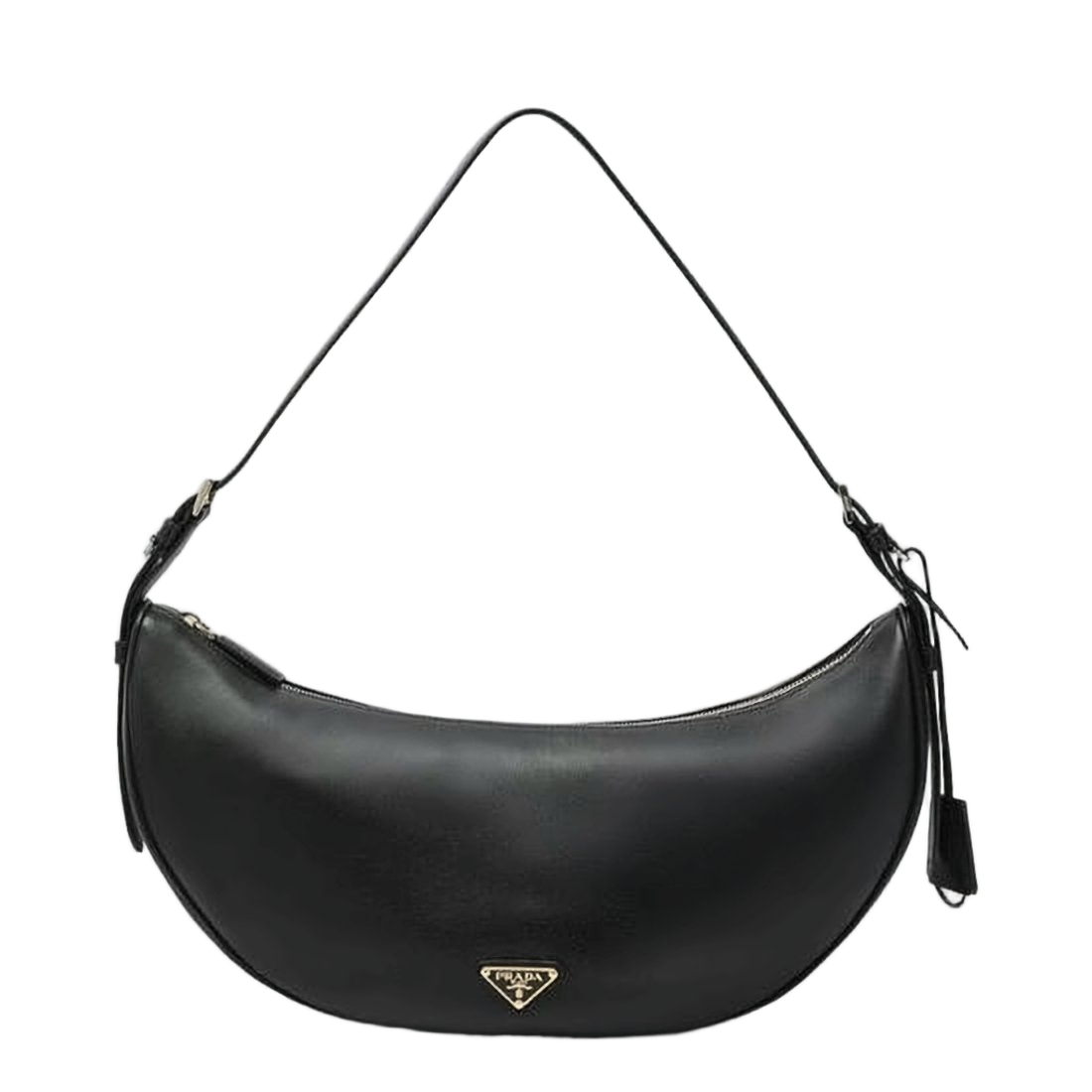 Crescent-Shaped Shoulder Bag in Smooth Leather