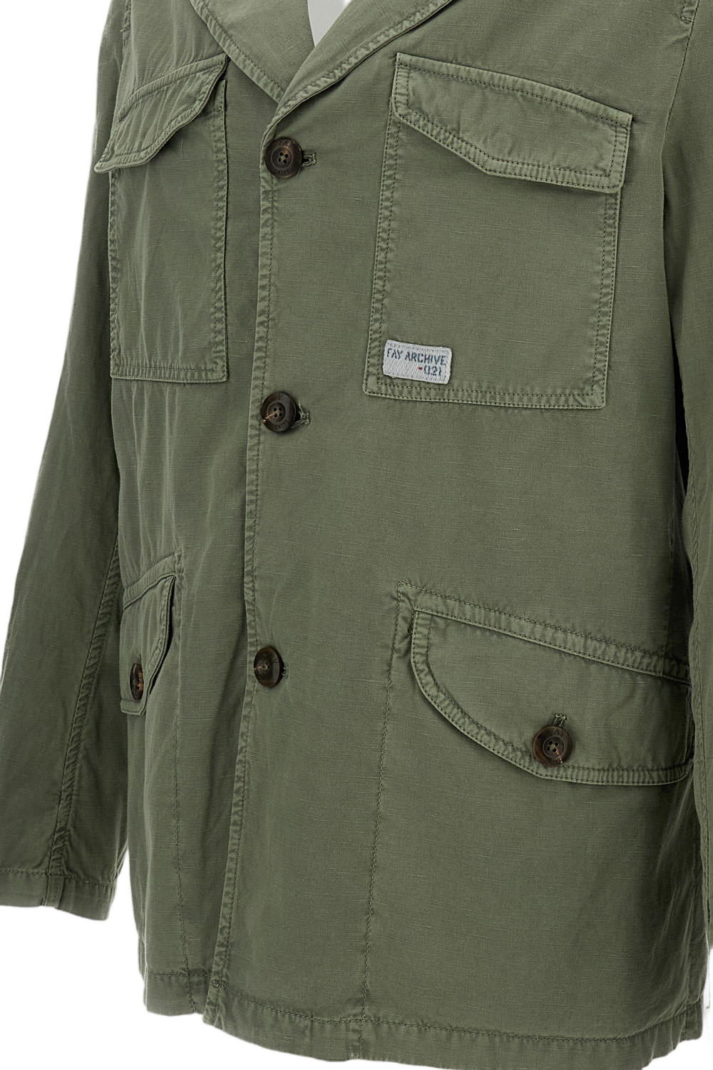 Unlined Green Gabardine Jacket with Flap Pockets and Gusseted Elbows
