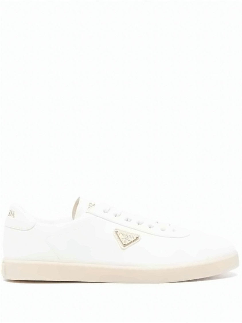 Low-Top Leather Sneakers With Triangular Logo Accents