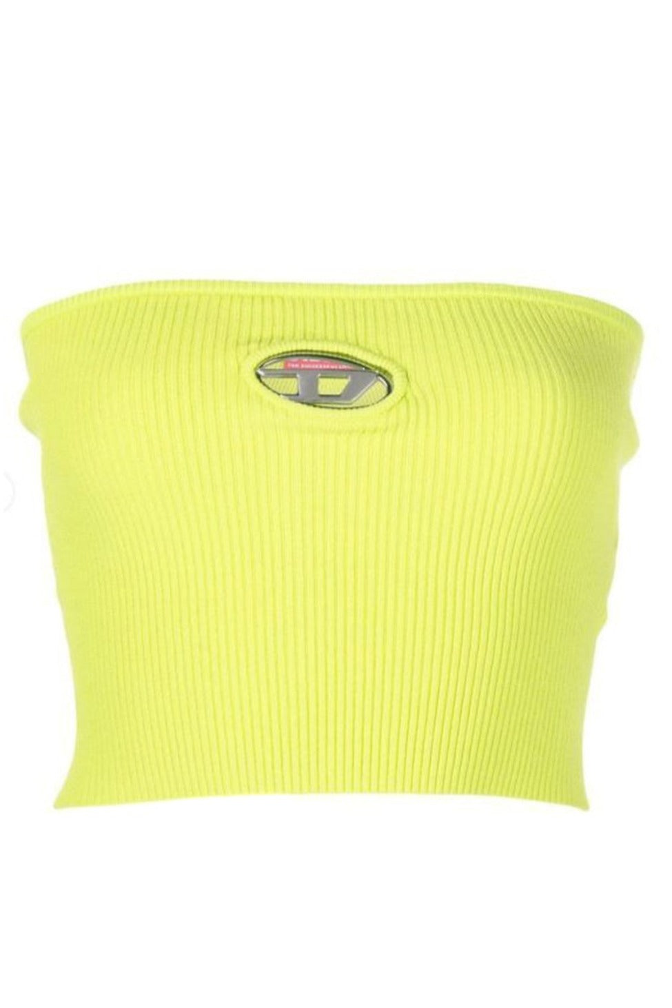 Ribbed Strapless Top With Iconic Logo Detail