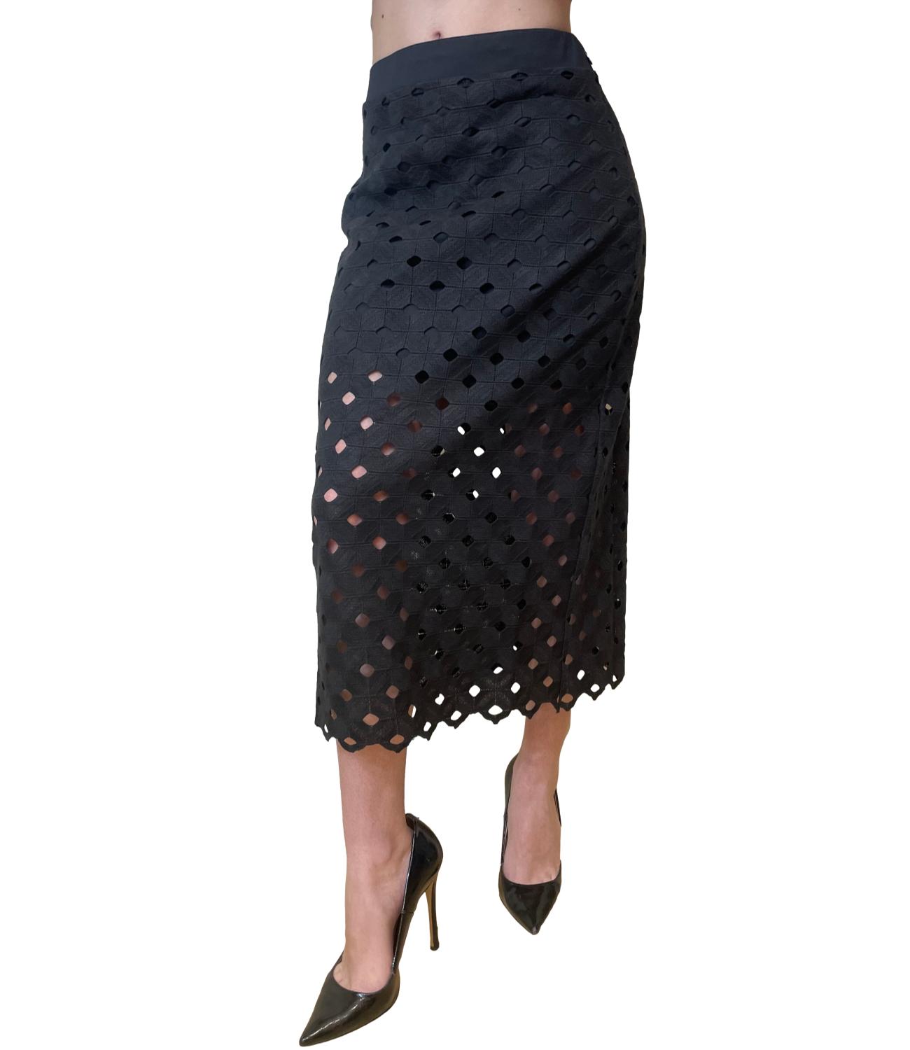 Black Cotton Blend Beach Skirt