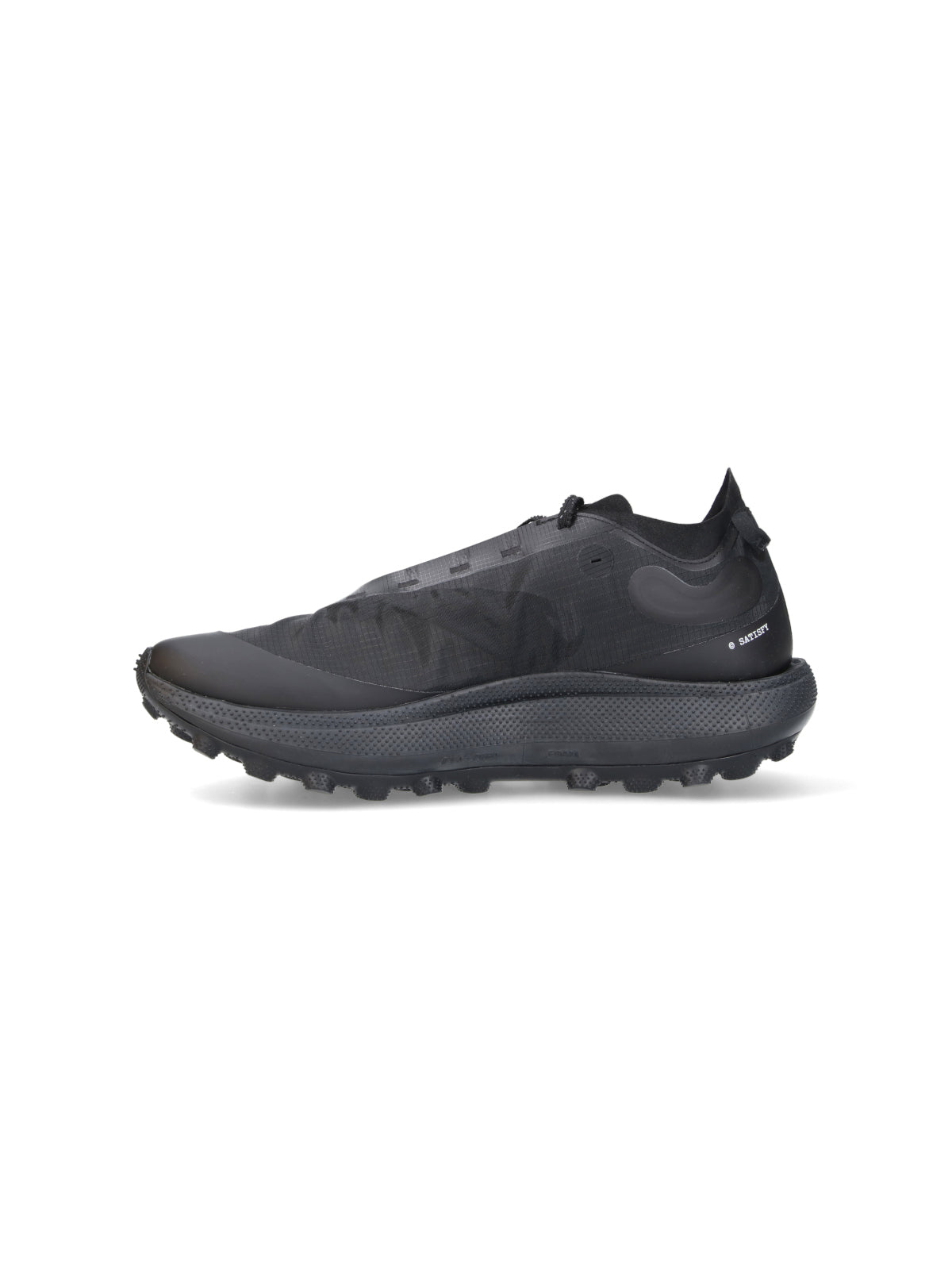 Black Streamlined Semi-Translucent Fabric Sneakers
