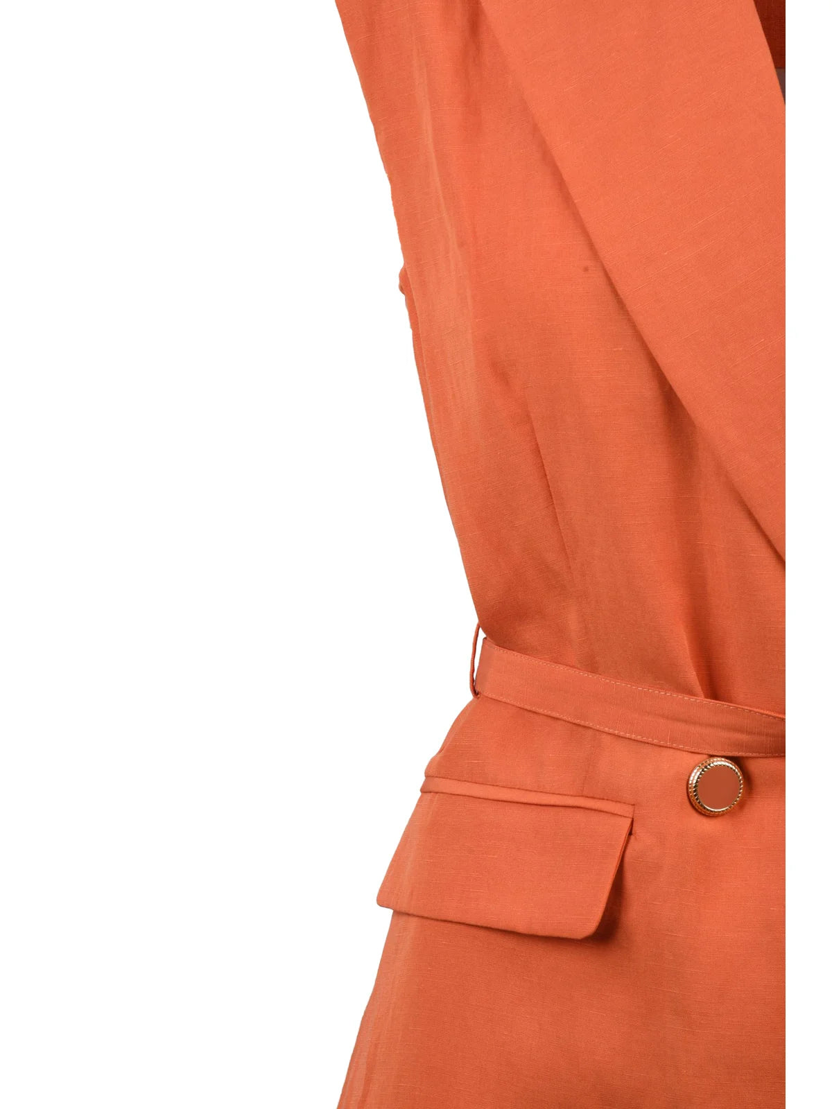 Orange Lycra Linen Sleeveless