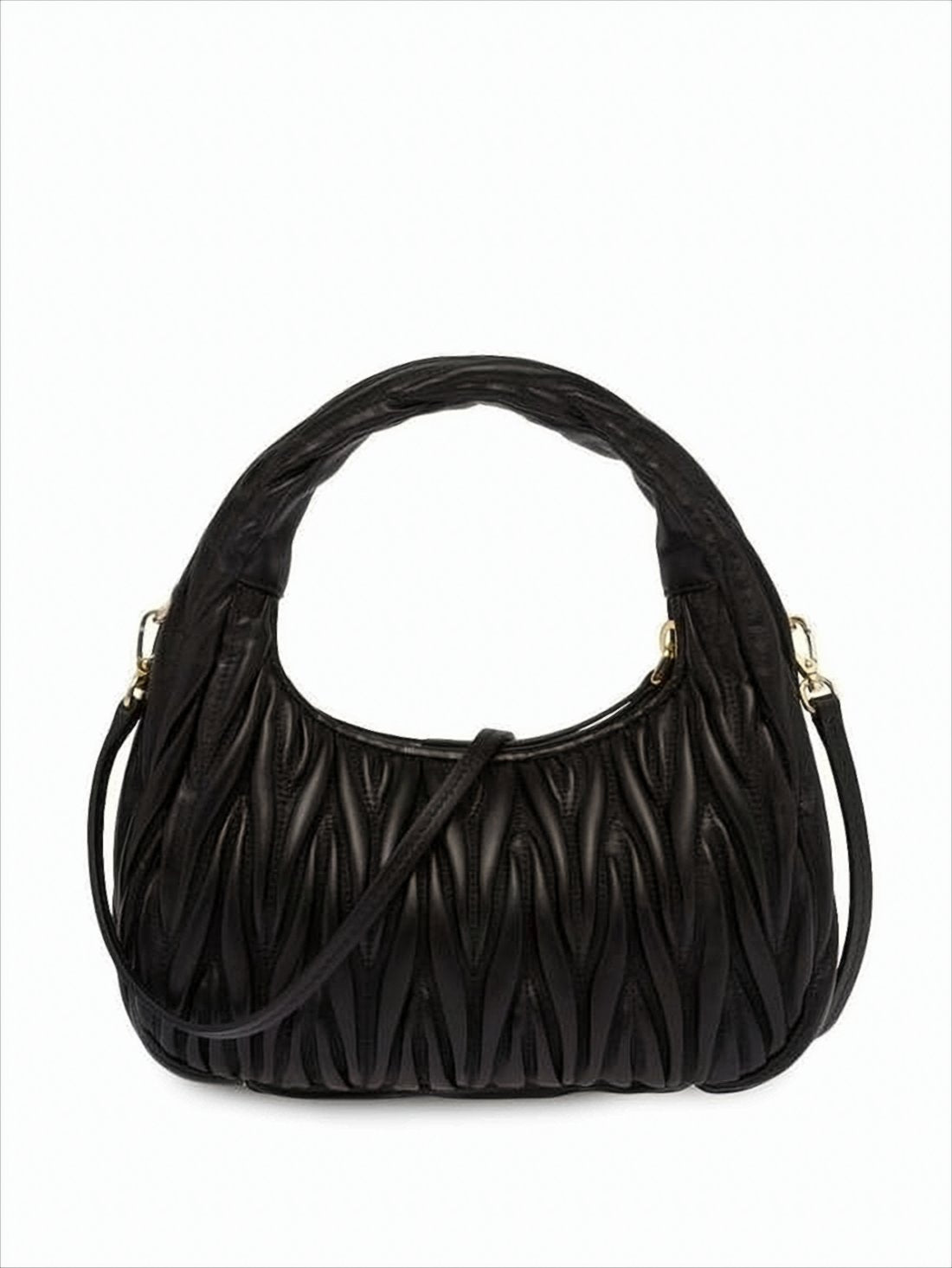 Structured Black Lambskin Tote Bag with Matelassé Texture