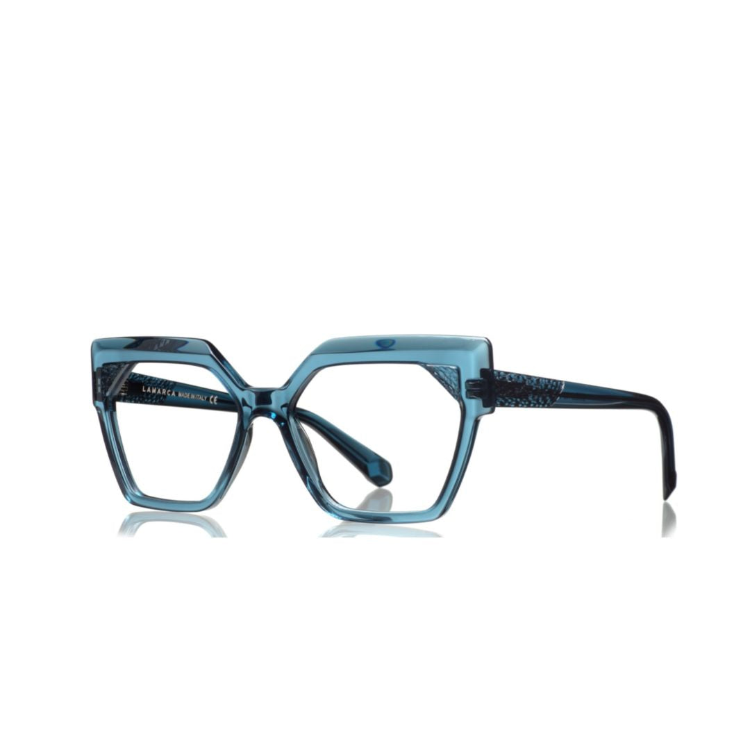 Ceselli 162 Geometric Acetate Eyeglasses in Translucent Blue
