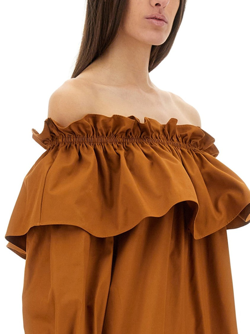 Off-The-Shoulder Ruffled Sleeve Mini Dress