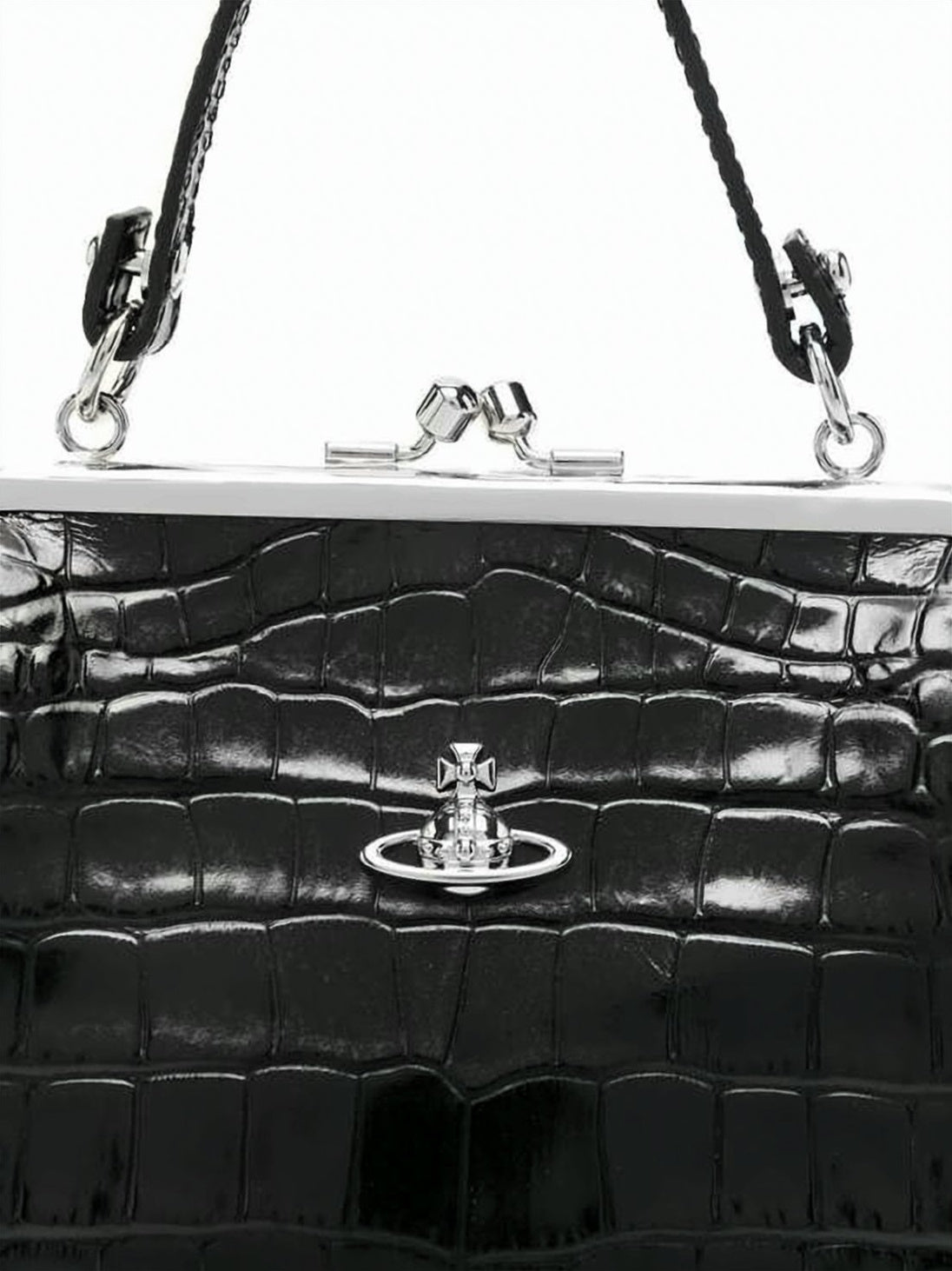 Crocodile-Embossed Calf Leather Crossbody Bag