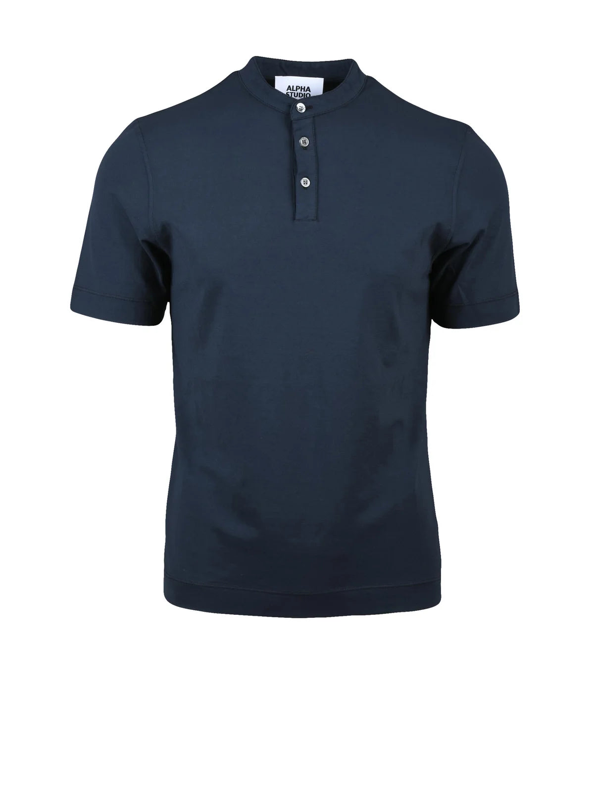Dark Blue Cotton Elastane Serafino T-shirt