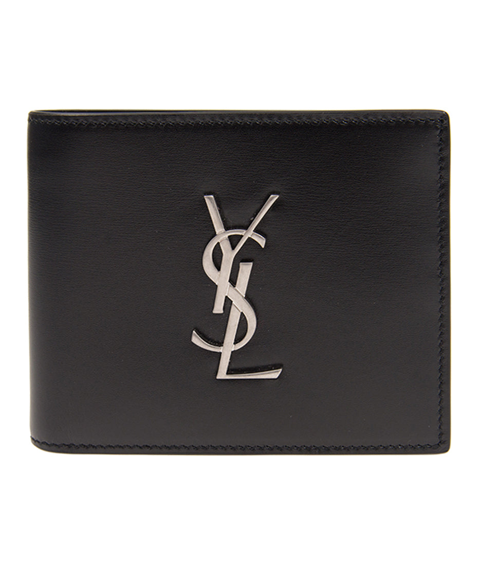 Compact Calfskin Wallet with Prominent Logo