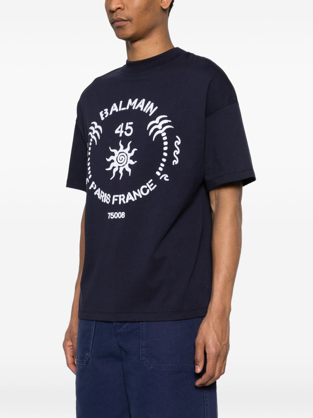 Boxy-Fit Deep Navy Graphic T-Shirt