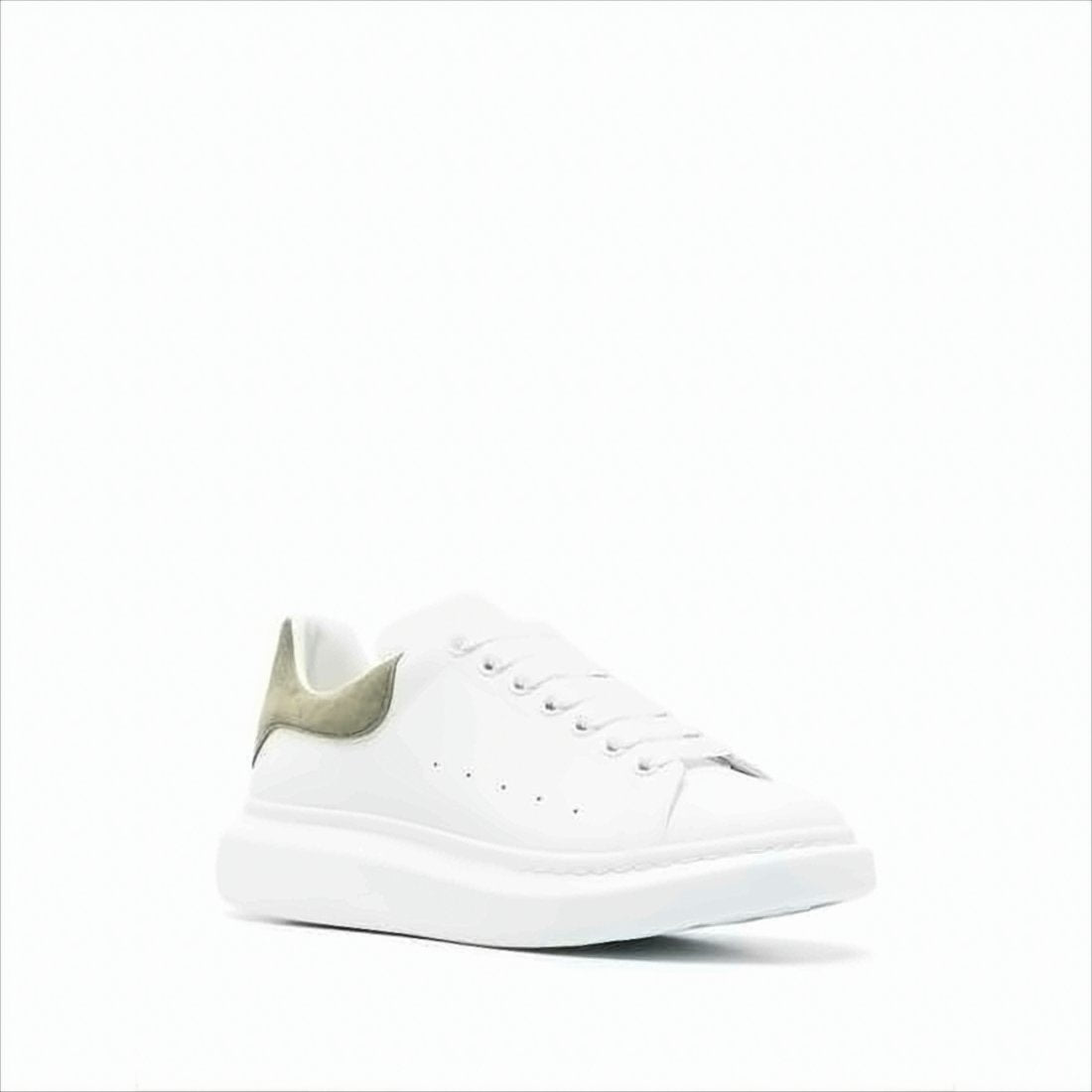 Oversized White Leather Sneakers with Suede Heel Tab