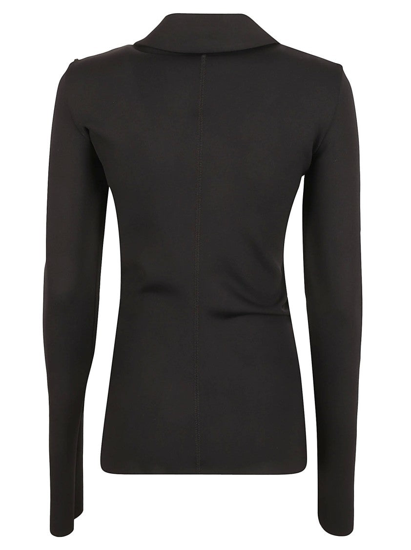 Fitted Black Jacket With Notched Collar