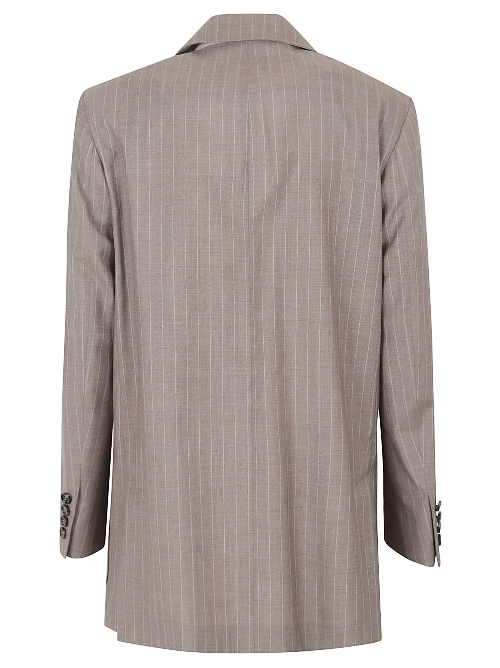 Double-Breasted Oversized Blazer In Pure Wool Pinstripe
