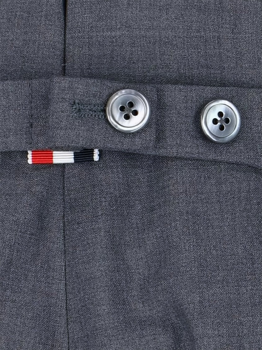 Tailored Grey Wool Suit Pants with Signature Stripe