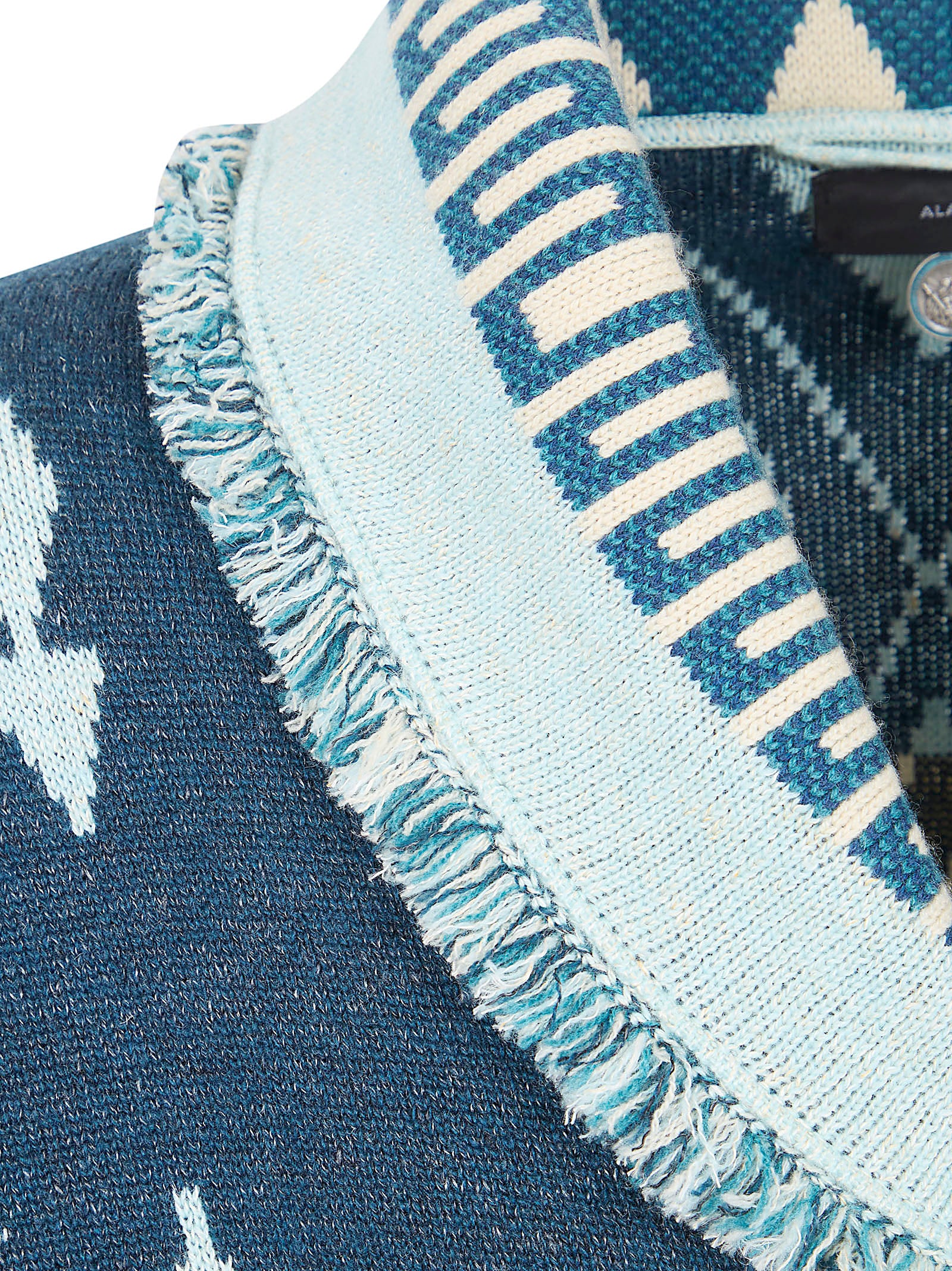 Geometric Patterned Navy Blue Cardigan