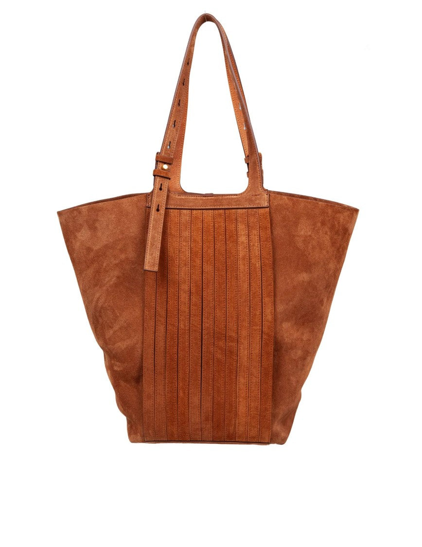 Tan 24.7 Suede Shopping Bag With Fringes