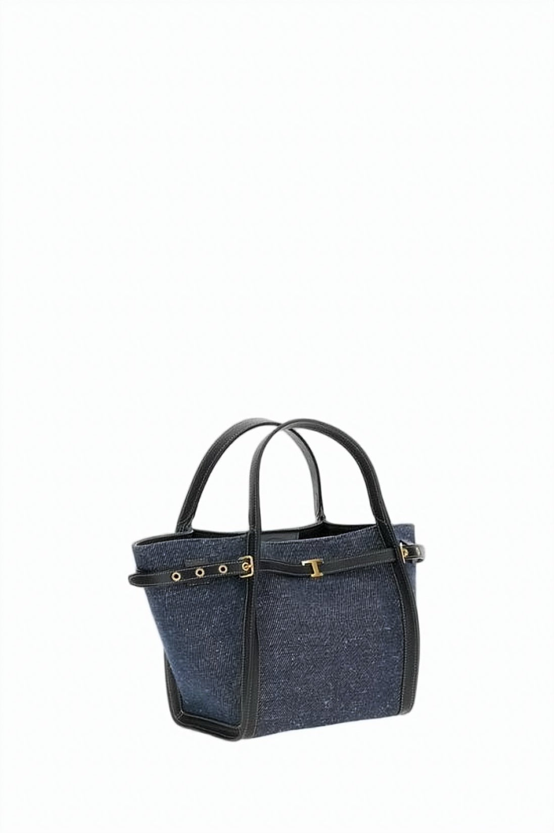 Trapezoidal Shoulder Bag with Textured Fabric