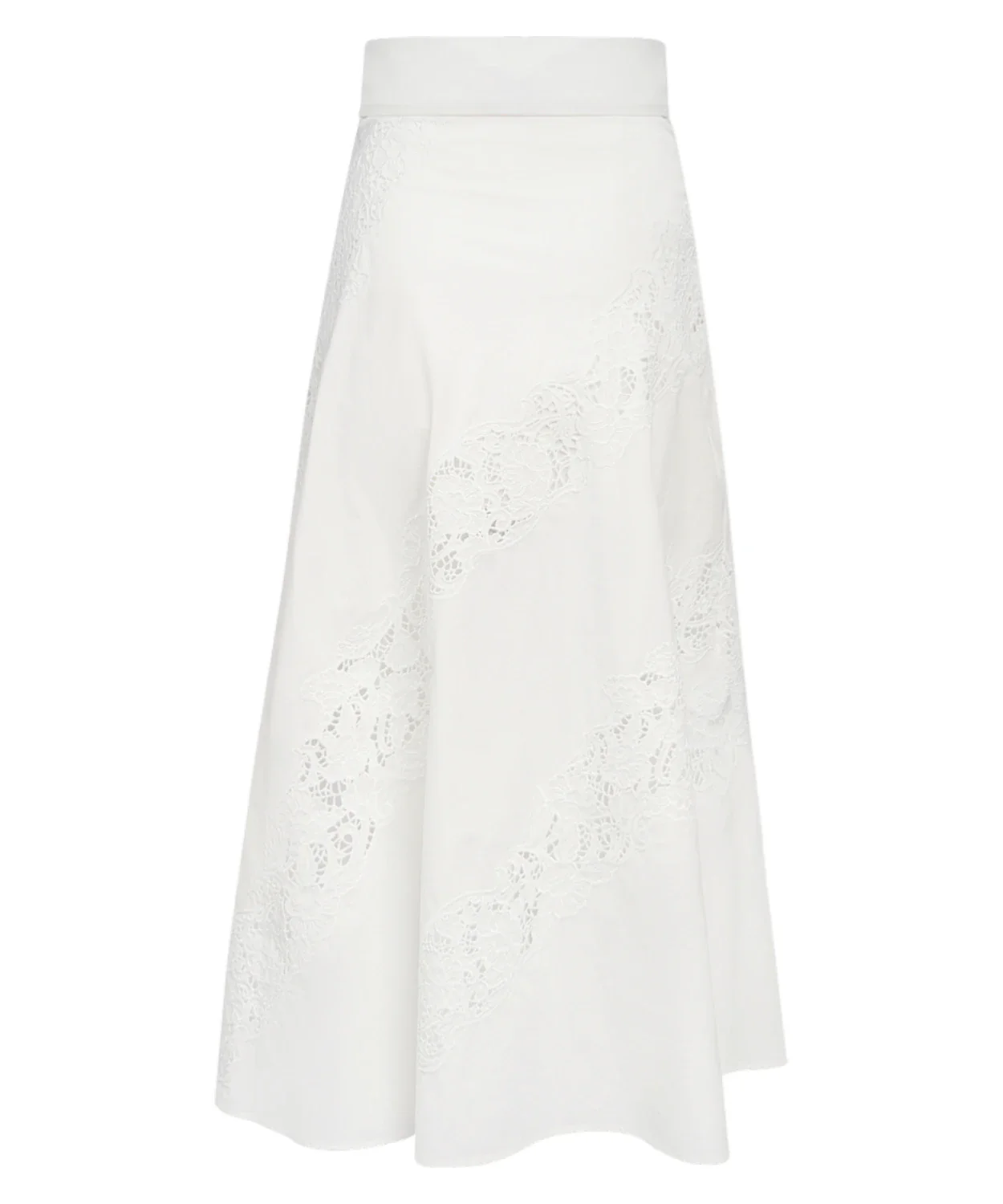 Midi A-line Skirt with Lace Inserts