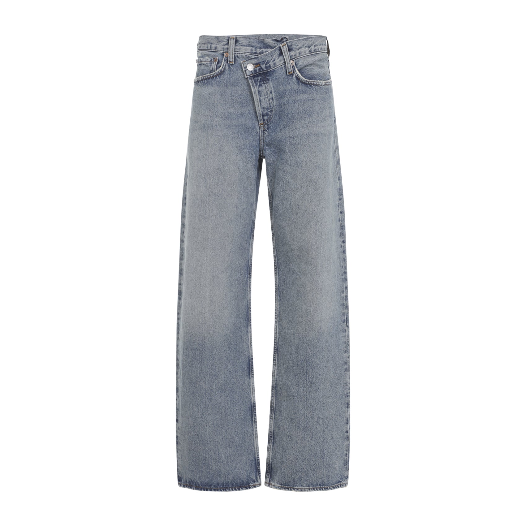 High-Waisted Straight-Leg Jeans With Subtle Distressing