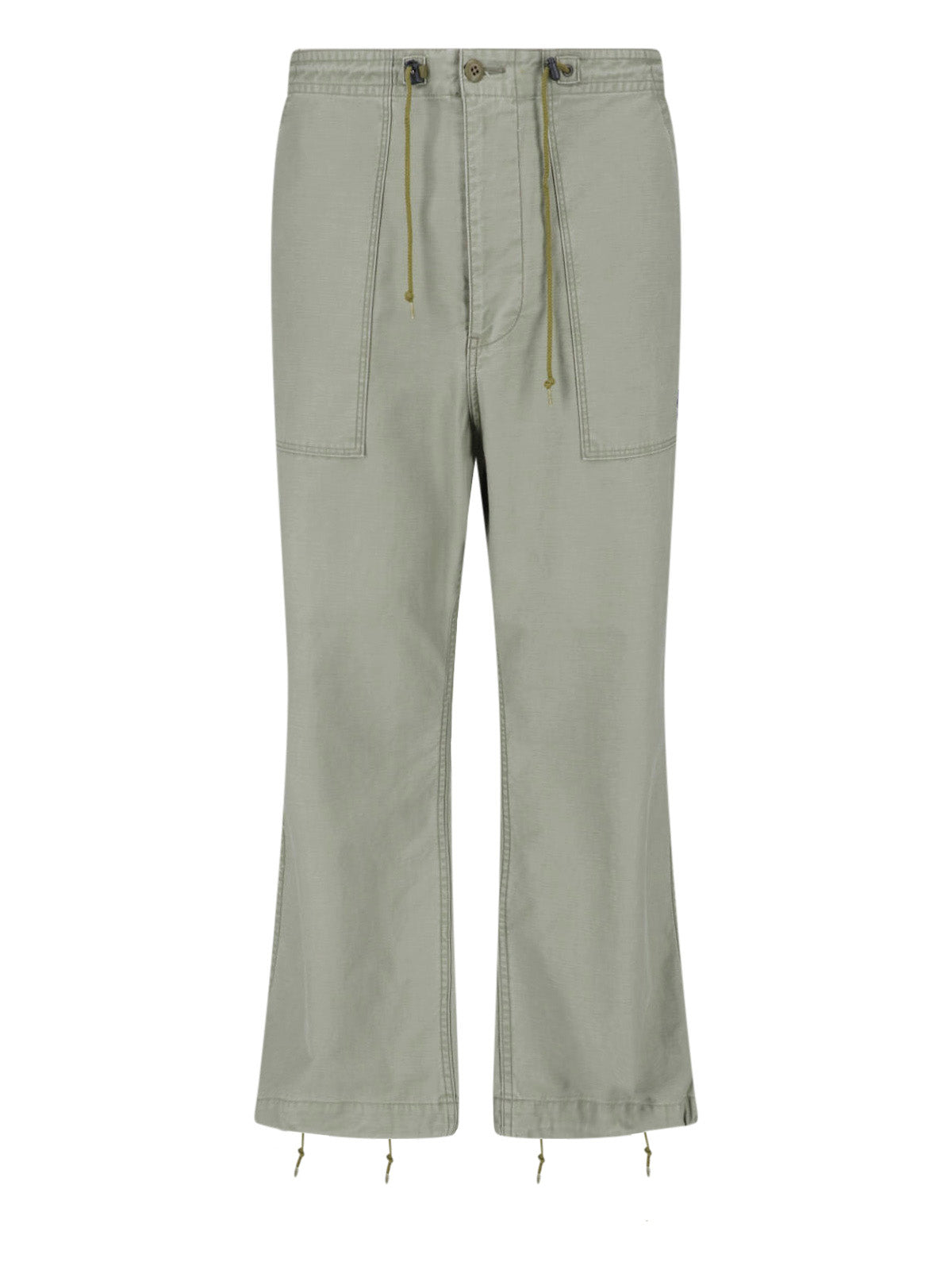 Green String Fatigue Straight Cotton Trousers