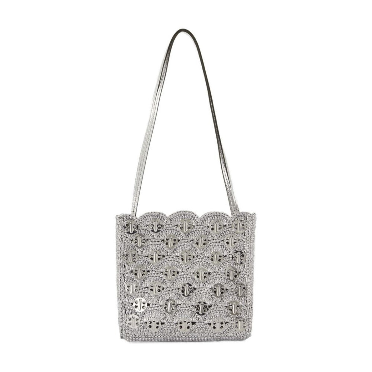 Woven Silver Raphia Shoulder Bag
