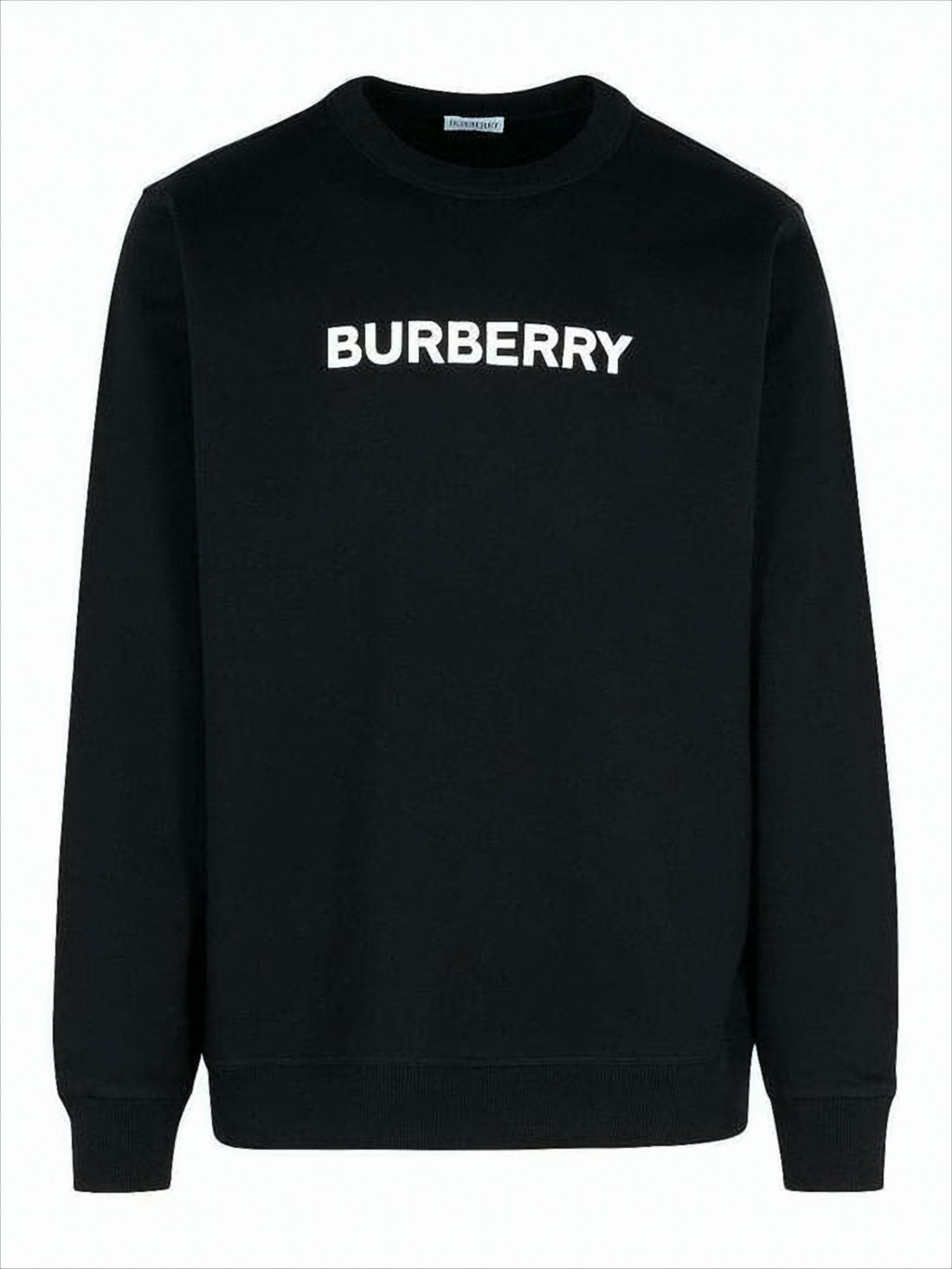 Crewneck Sweatshirt with Bold Logo in Solid Black