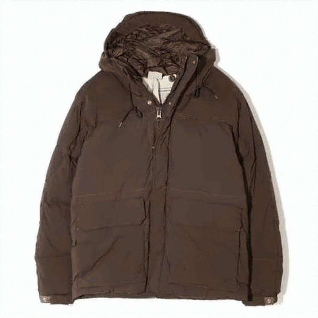Hooded Down Jacket with Quilted Design